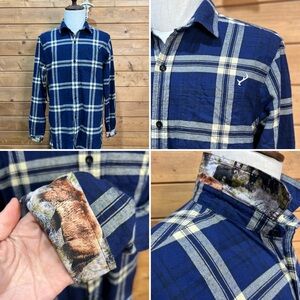 Everyday Flannel Pladra Bear Print Lined Collar Cuffs Button Down Plaid Men’s LT